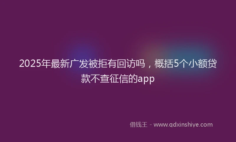 2025年最新广发被拒有回访吗，概括5个小额贷款不查征信的app