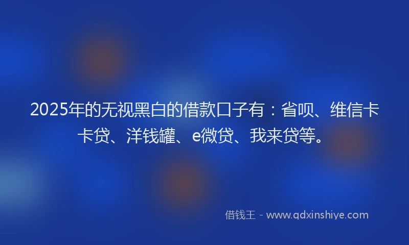 2025年的无视黑白的借款口子有：省呗、维信卡卡贷、洋钱罐、e微贷、我来贷等。