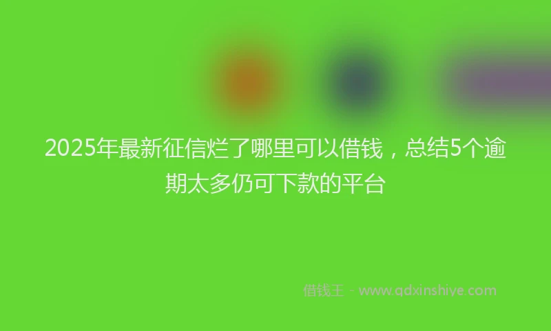 2025年最新征信烂了哪里可以借钱，总结5个逾期太多仍可下款的平台