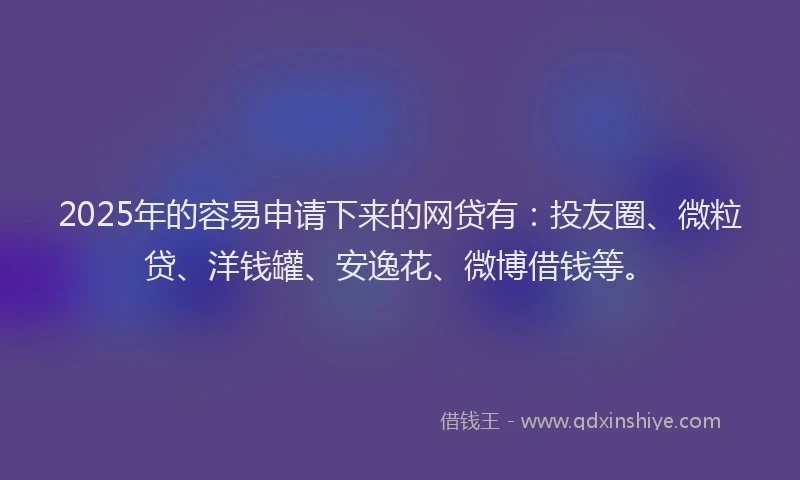 2025年的容易申请下来的网贷有：投友圈、微粒贷、洋钱罐、安逸花、微博借钱等。