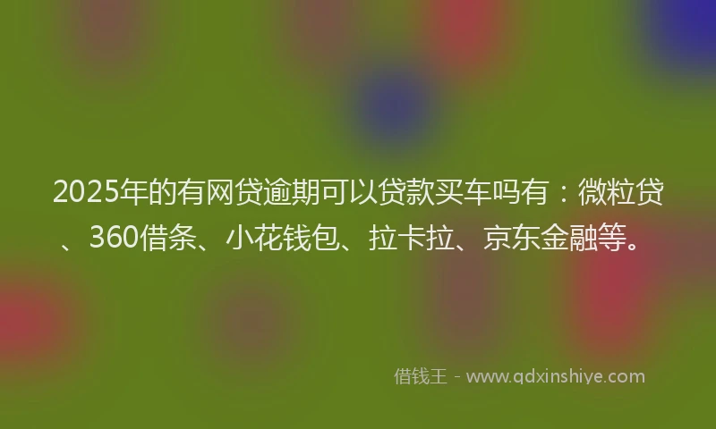 2025年的有网贷逾期可以贷款买车吗有：微粒贷、360借条、小花钱包、拉卡拉、京东金融等。