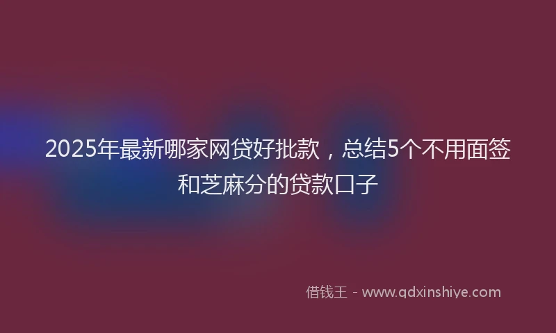 2025年最新哪家网贷好批款，总结5个不用面签和芝麻分的贷款口子