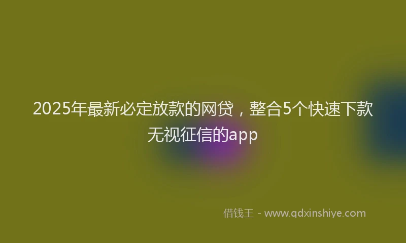 2025年最新必定放款的网贷，整合5个快速下款无视征信的app