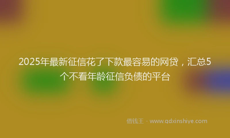 2025年最新征信花了下款最容易的网贷，汇总5个不看年龄征信负债的平台