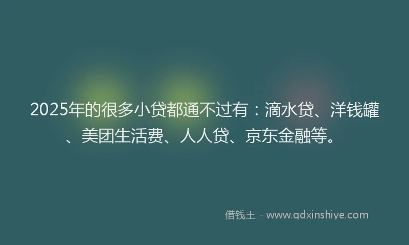 2025年的很多小贷都通不过有：滴水贷、洋钱罐、美团生活费、人人贷、京东金融等。
