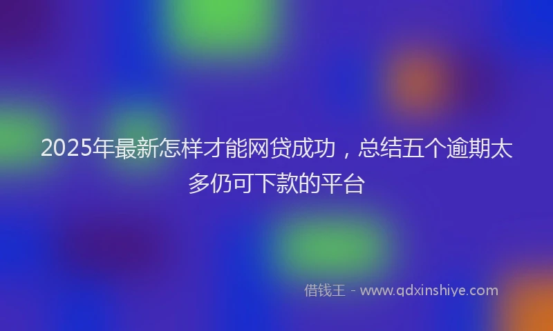 2025年最新怎样才能网贷成功，总结五个逾期太多仍可下款的平台