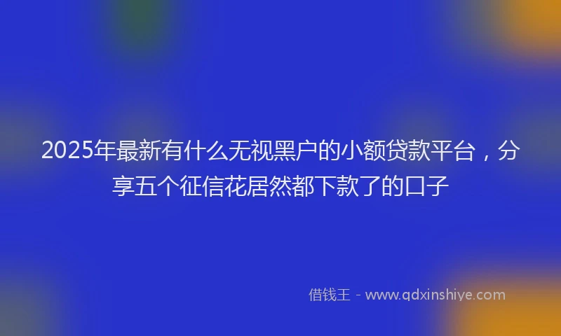 2025年最新有什么无视黑户的小额贷款平台，分享五个征信花居然都下款了的口子