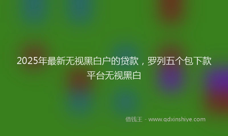 2025年最新无视黑白户的贷款，罗列五个包下款平台无视黑白