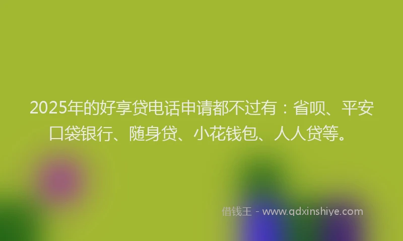 2025年的好享贷电话申请都不过有：省呗、平安口袋银行、随身贷、小花钱包、人人贷等。