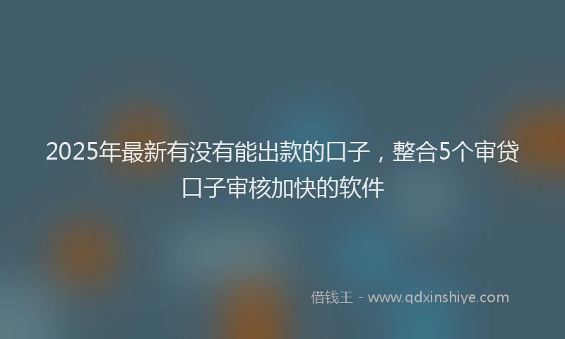 2025年最新有没有能出款的口子，整合5个审贷口子审核加快的软件