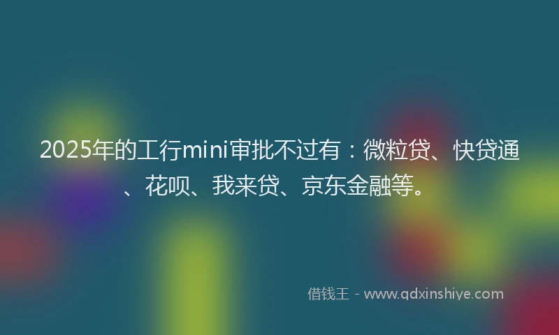 2025年的工行mini审批不过有：微粒贷、快贷通、花呗、我来贷、京东金融等。