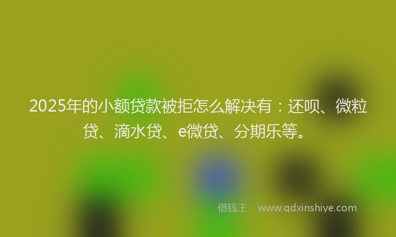 2025年的小额贷款被拒怎么解决有：还呗、微粒贷、滴水贷、e微贷、分期乐等。
