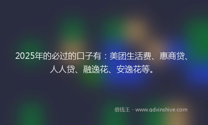 2025年的必过的口子有：美团生活费、惠商贷、人人贷、融逸花、安逸花等。