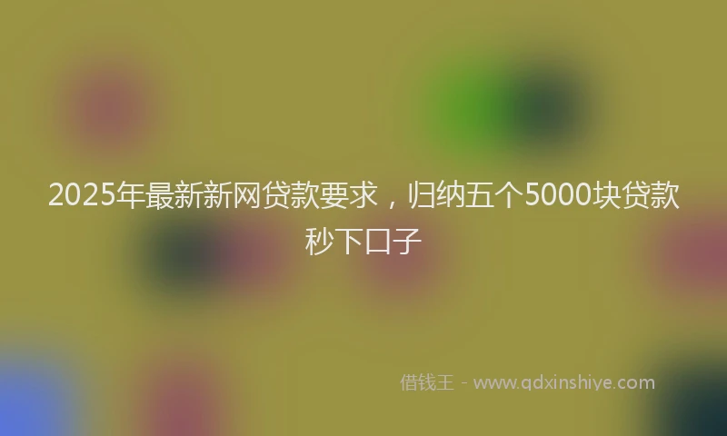 2025年最新新网贷款要求，归纳五个5000块贷款秒下口子