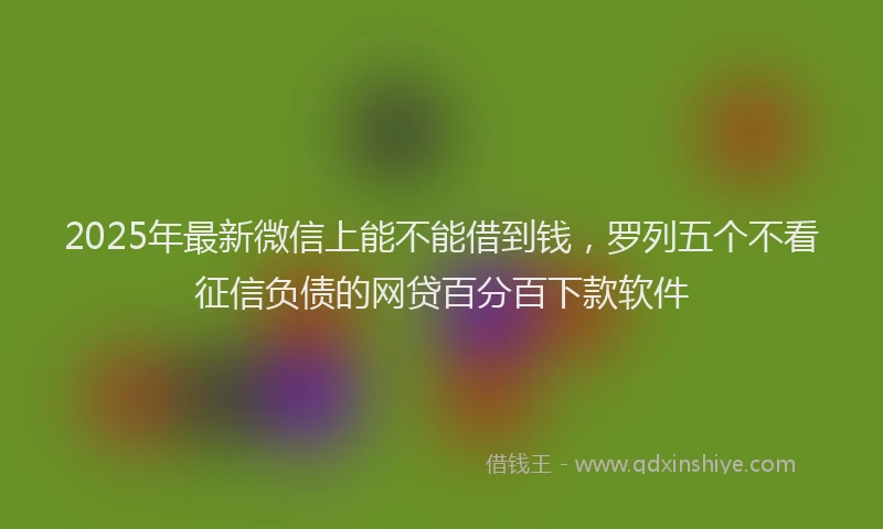 2025年最新微信上能不能借到钱，罗列五个不看征信负债的网贷百分百下款软件
