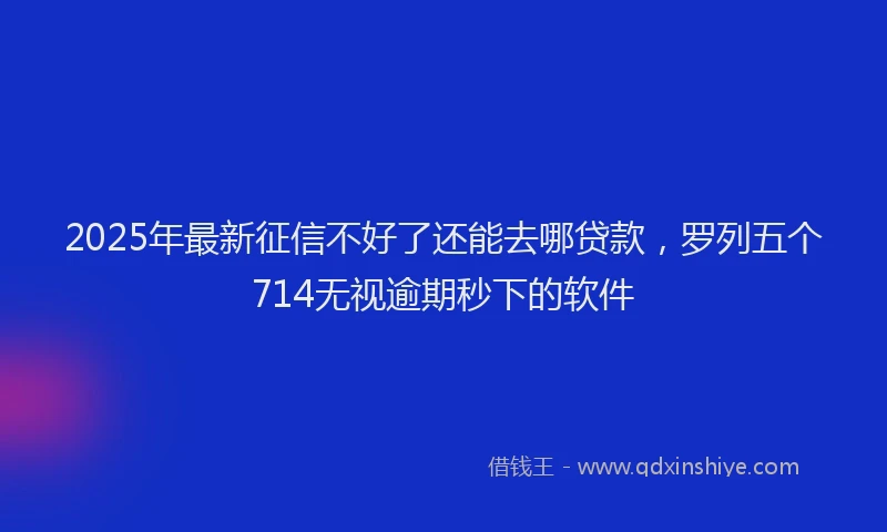 2025年最新征信不好了还能去哪贷款，罗列五个714无视逾期秒下的软件