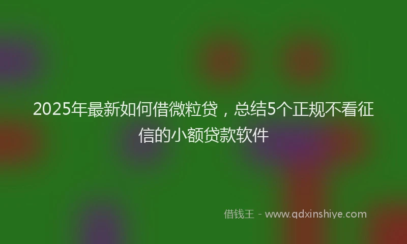 2025年最新如何借微粒贷，总结5个正规不看征信的小额贷款软件