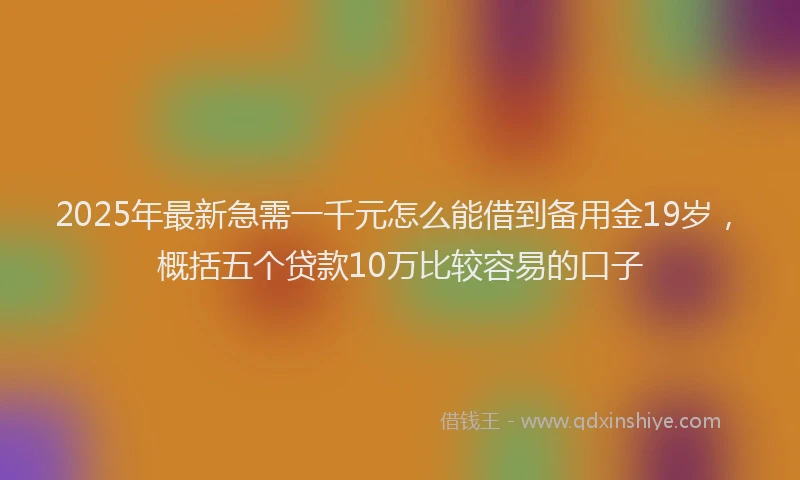 2025年最新急需一千元怎么能借到备用金19岁，概括五个贷款10万比较容易的口子