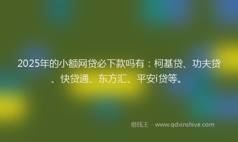 2025年的小额网贷必下款吗有：柯基贷、功夫贷、快贷通、东方汇、平安i贷等。