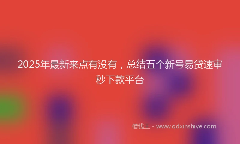 2025年最新来点有没有，总结五个新号易贷速审秒下款平台