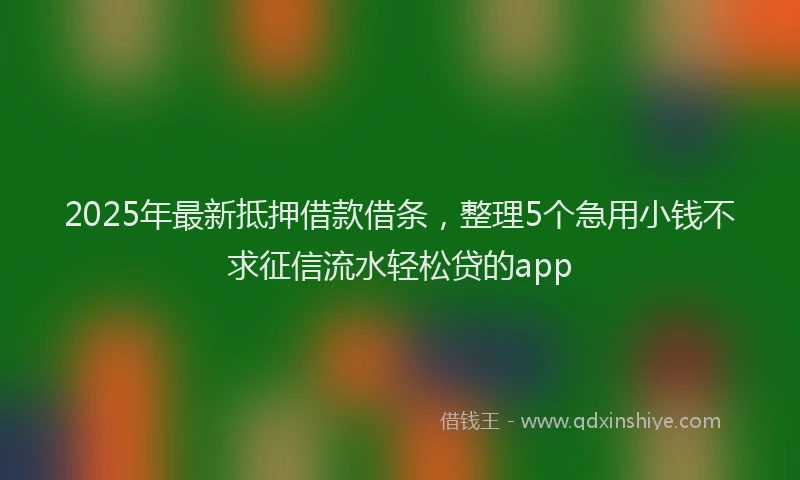 2025年最新抵押借款借条，整理5个急用小钱不求征信流水轻松贷的app