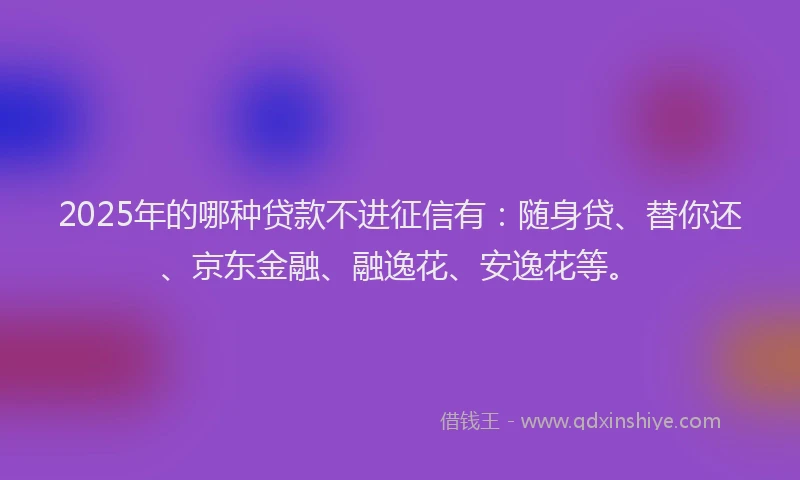 2025年的哪种贷款不进征信有：随身贷、替你还、京东金融、融逸花、安逸花等。