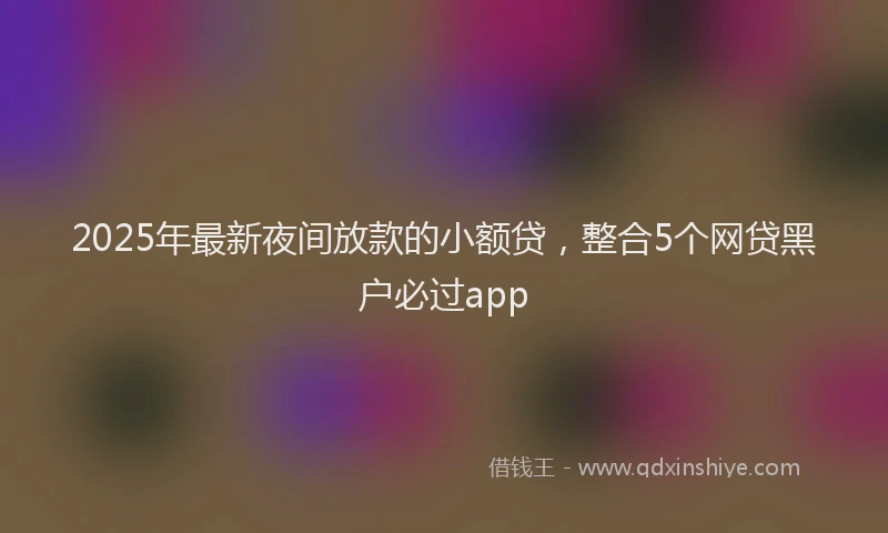 2025年最新夜间放款的小额贷，整合5个网贷黑户必过app