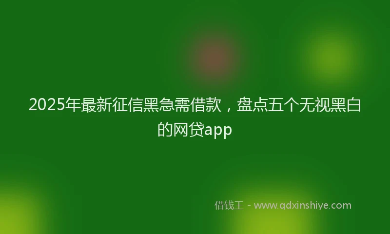 2025年最新征信黑急需借款，盘点五个无视黑白的网贷app