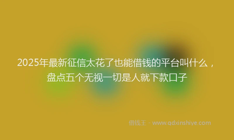 2025年最新征信太花了也能借钱的平台叫什么，盘点五个无视一切是人就下款口子
