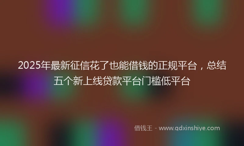 2025年最新征信花了也能借钱的正规平台，总结五个新上线贷款平台门槛低平台