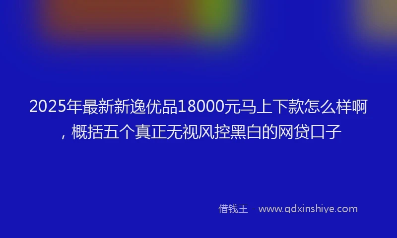 2025年最新新逸优品18000元马上下款怎么样啊，概括五个真正无视风控黑白的网贷口子