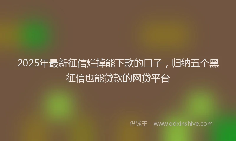 2025年最新征信烂掉能下款的口子，归纳五个黑征信也能贷款的网贷平台