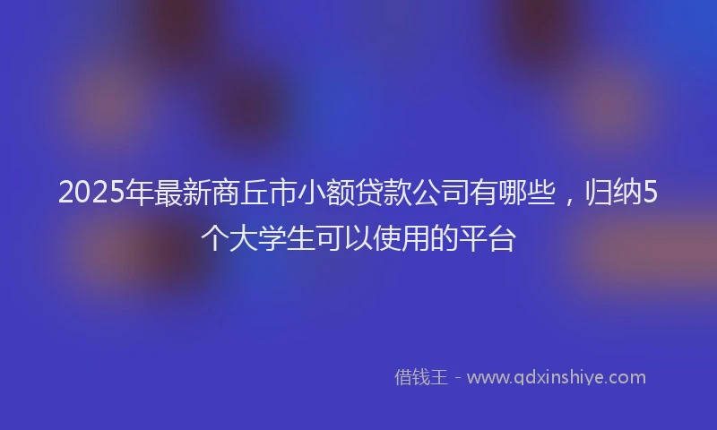 2025年最新商丘市小额贷款公司有哪些，归纳5个大学生可以使用的平台