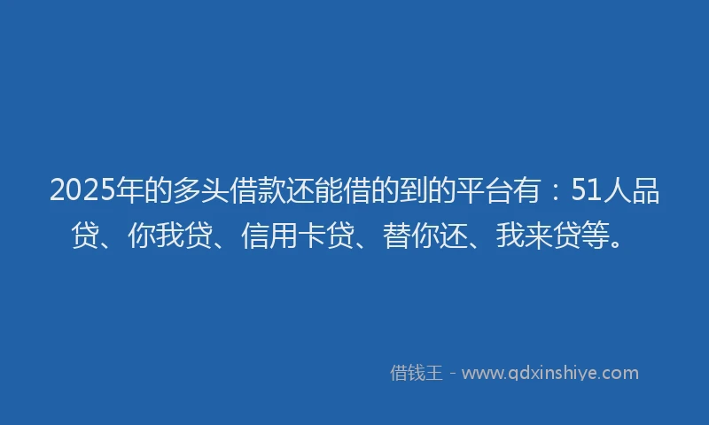 2025年的多头借款还能借的到的平台有：51人品贷、你我贷、信用卡贷、替你还、我来贷等。