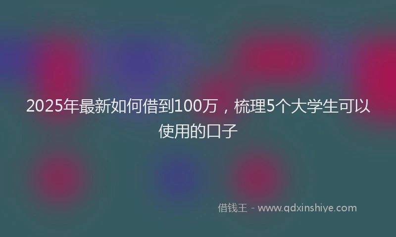 2025年最新如何借到100万，梳理5个大学生可以使用的口子