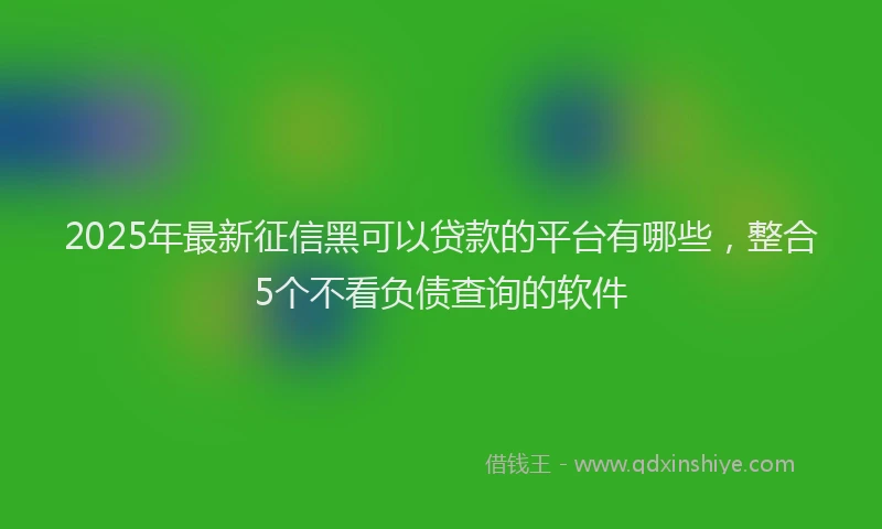 2025年最新征信黑可以贷款的平台有哪些，整合5个不看负债查询的软件