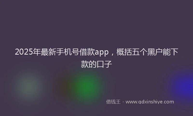 2025年最新手机号借款app，概括五个黑户能下款的口子