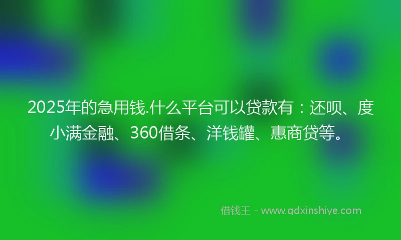 2025年的急用钱.什么平台可以贷款有：还呗、度小满金融、360借条、洋钱罐、惠商贷等。