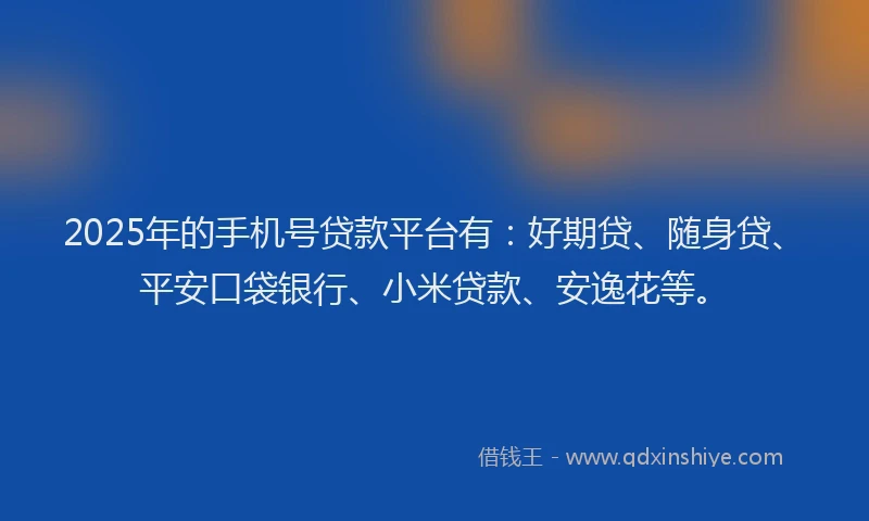 2025年的手机号贷款平台有：好期贷、随身贷、平安口袋银行、小米贷款、安逸花等。