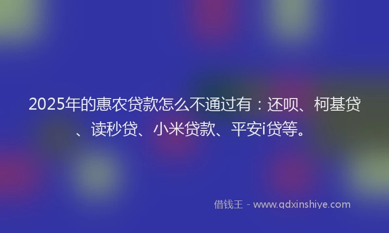 2025年的惠农贷款怎么不通过有：还呗、柯基贷、读秒贷、小米贷款、平安i贷等。