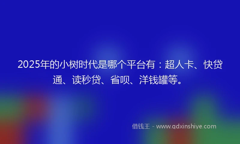 2025年的小树时代是哪个平台有：超人卡、快贷通、读秒贷、省呗、洋钱罐等。