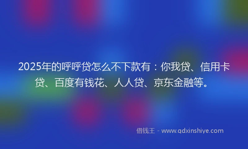 2025年的呼呼贷怎么不下款有：你我贷、信用卡贷、百度有钱花、人人贷、京东金融等。