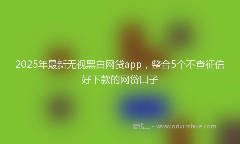 2025年最新无视黑白网贷app，整合5个不查征信好下款的网贷口子