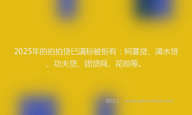 2025年的拍拍贷已满标被拒有：柯基贷、滴水贷、功夫贷、团贷网、花呗等。