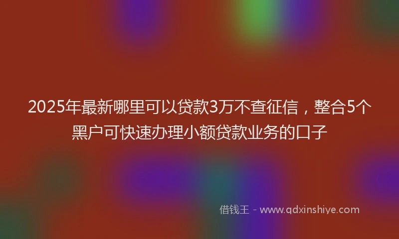 2025年最新哪里可以贷款3万不查征信，整合5个黑户可快速办理小额贷款业务的口子