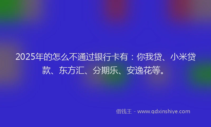 2025年的怎么不通过银行卡有：你我贷、小米贷款、东方汇、分期乐、安逸花等。