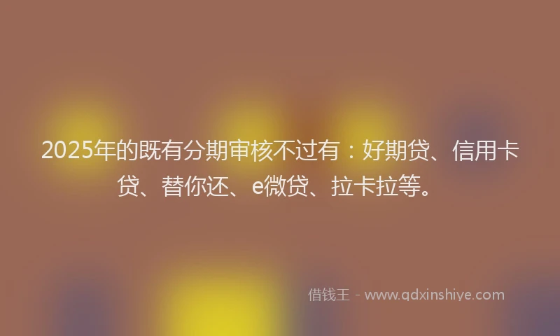 2025年的既有分期审核不过有：好期贷、信用卡贷、替你还、e微贷、拉卡拉等。