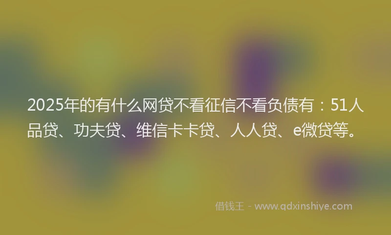 2025年的有什么网贷不看征信不看负债有：51人品贷、功夫贷、维信卡卡贷、人人贷、e微贷等。