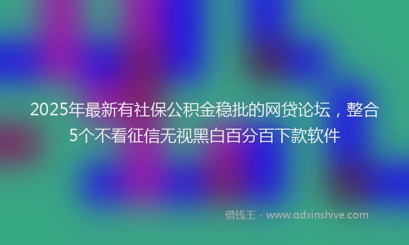 2025年最新有社保公积金稳批的网贷论坛，整合5个不看征信无视黑白百分百下款软件