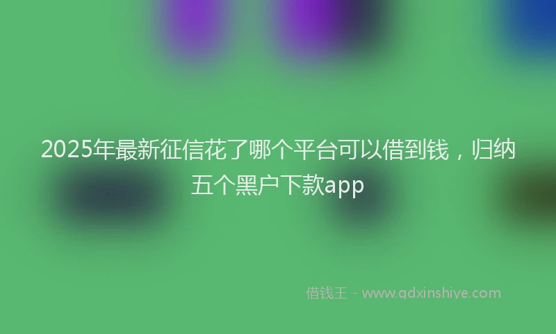 2025年最新征信花了哪个平台可以借到钱，归纳五个黑户下款app